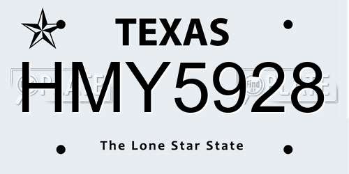 HMY5928 Texas License Plate