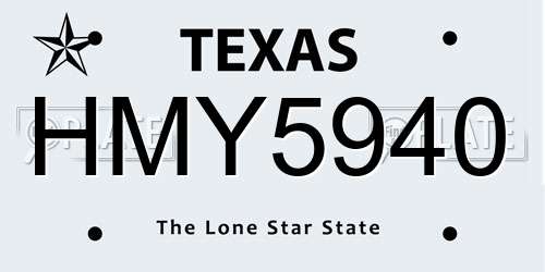 HMY5940 Texas License Plate