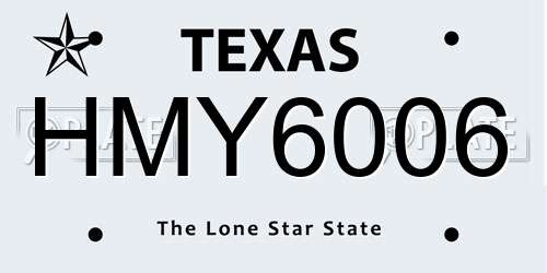 HMY6006 Texas License Plate