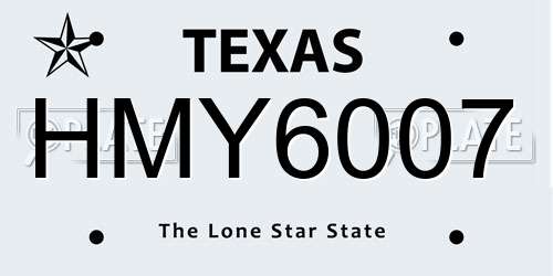 HMY6007 Texas License Plate