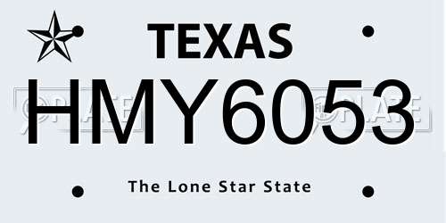 HMY6053 Texas License Plate