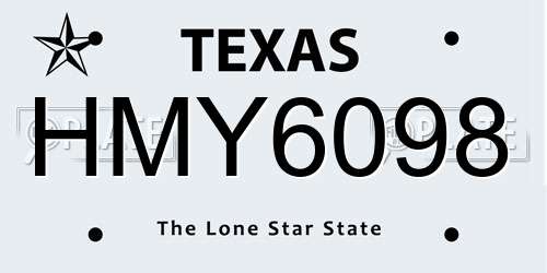 HMY6098 Texas License Plate