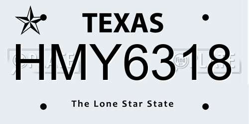 HMY6318 Texas License Plate