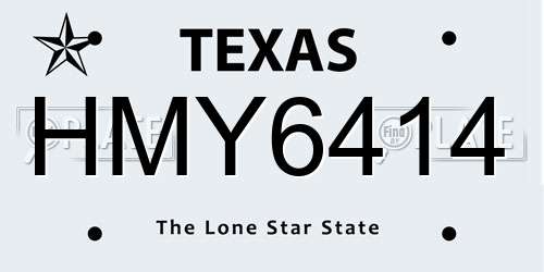 HMY6414 Texas License Plate