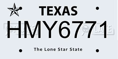 HMY6771 Texas License Plate