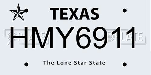 HMY6911 Texas License Plate