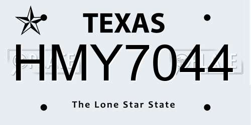 HMY7044 Texas License Plate