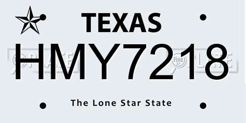 HMY7218 Texas License Plate