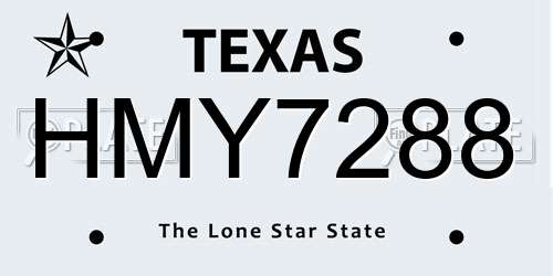 HMY7288 Texas License Plate