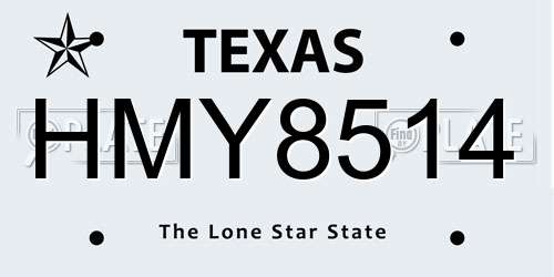 HMY8514 Texas License Plate