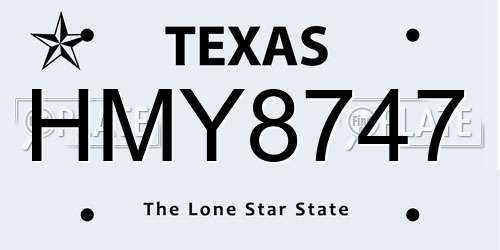 HMY8747 Texas License Plate