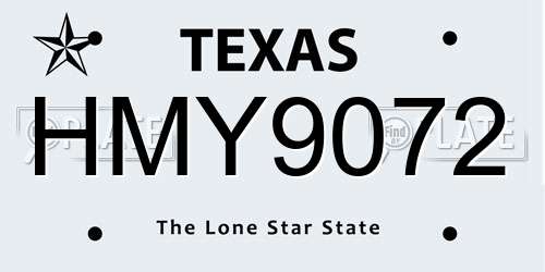 HMY9072 Texas License Plate