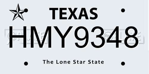 HMY9348 Texas License Plate