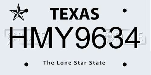 HMY9634 Texas License Plate