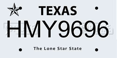 HMY9696 Texas License Plate