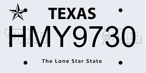 HMY9730 Texas License Plate