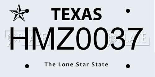 HMZ0037 Texas License Plate