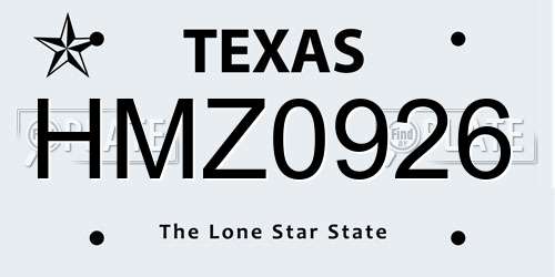 HMZ0926 Texas License Plate