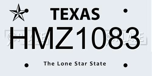 HMZ1083 Texas License Plate