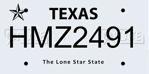 HMZ2491 Texas License Plate