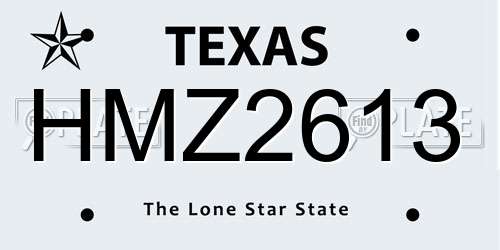 HMZ2613 Texas License Plate