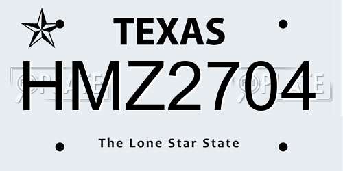 HMZ2704 Texas License Plate