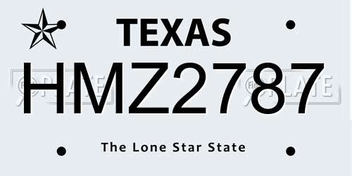 HMZ2787 Texas License Plate