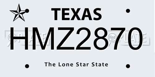 HMZ2870 Texas License Plate