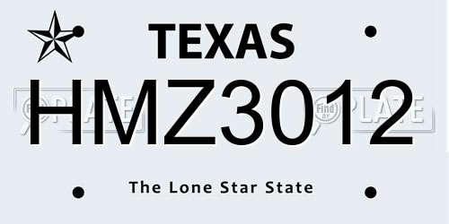 HMZ3012 Texas License Plate