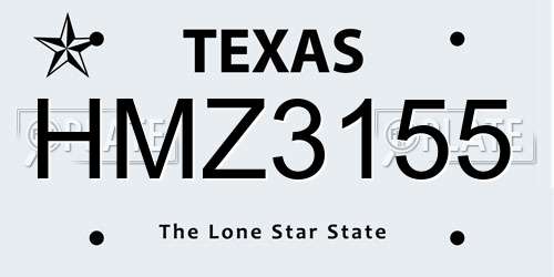 HMZ3155 Texas License Plate