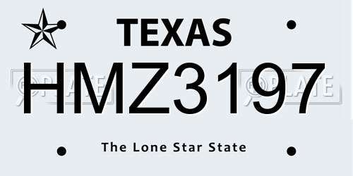 HMZ3197 Texas License Plate