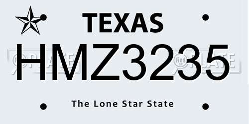 HMZ3235 Texas License Plate