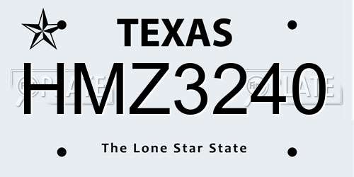 HMZ3240 Texas License Plate
