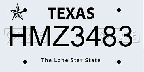 HMZ3483 Texas License Plate