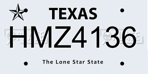 HMZ4136 Texas License Plate