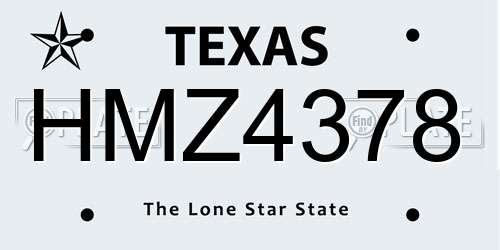 HMZ4378 Texas License Plate