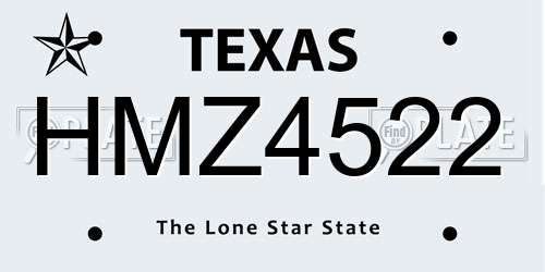 HMZ4522 Texas License Plate