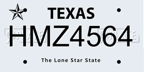HMZ4564 Texas License Plate