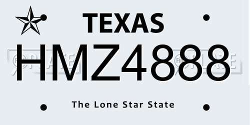 HMZ4888 Texas License Plate