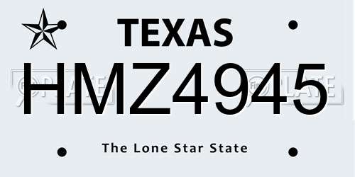 HMZ4945 Texas License Plate