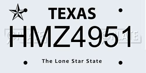 HMZ4951 Texas License Plate