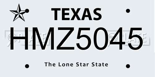 HMZ5045 Texas License Plate