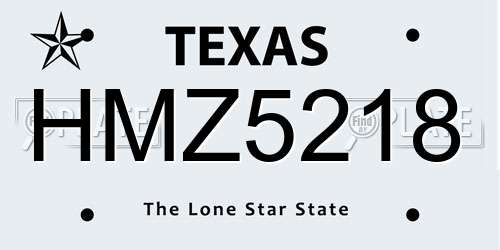 HMZ5218 Texas License Plate