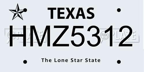 HMZ5312 Texas License Plate