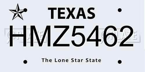 HMZ5462 Texas License Plate