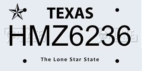 HMZ6236 Texas License Plate
