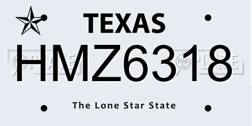 HMZ6318 Texas License Plate