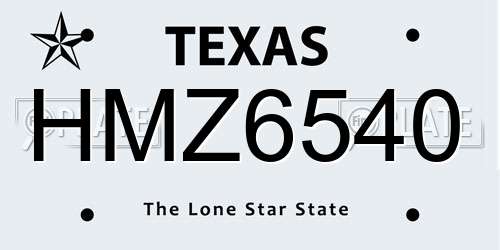 HMZ6540 Texas License Plate