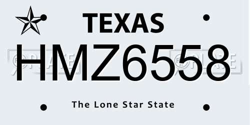 HMZ6558 Texas License Plate