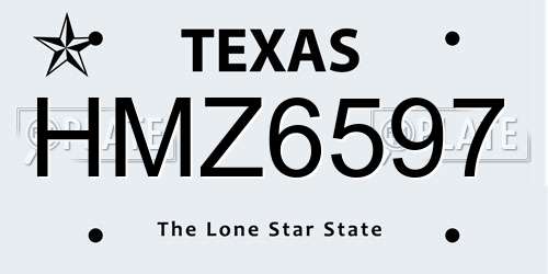 HMZ6597 Texas License Plate